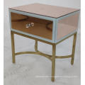 Rose Gold mirror MDF 1 Drawer Bedside